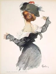 Cartoon of a woman performing a hurried striptease during the First World War, from 